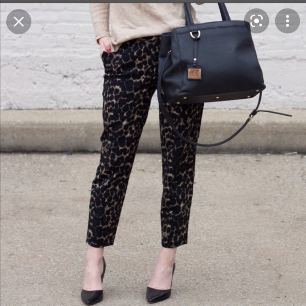 Old Navy Harper Mid Rise Brown Leopard Stovepipe Pants Brown Size 10 Regular